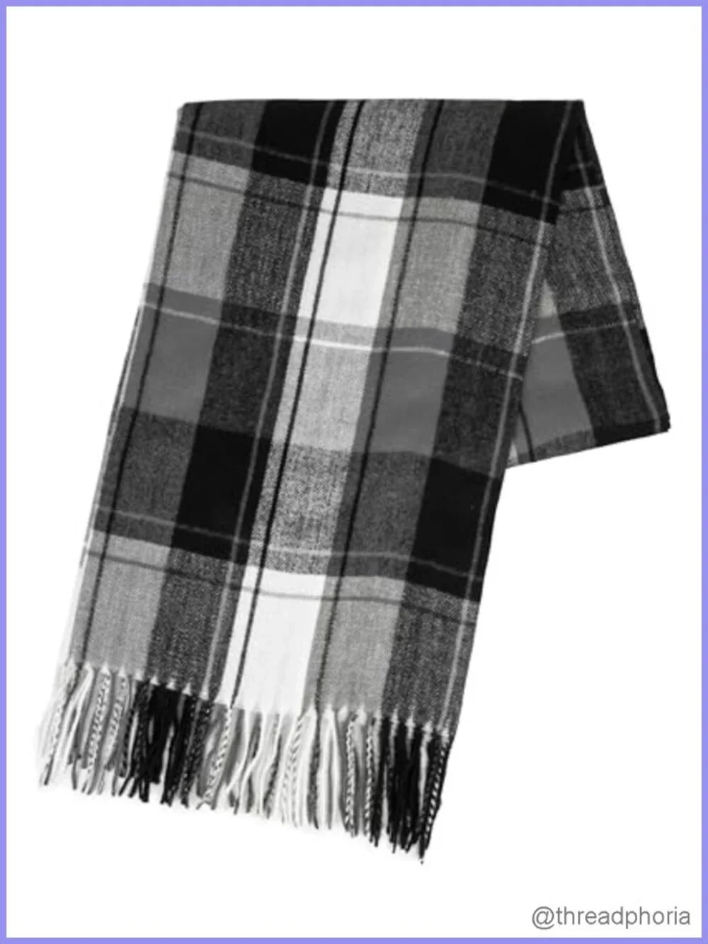 Winter Plaid Scarf Soft Warm Tassel Polyester Unisex Cold Weather